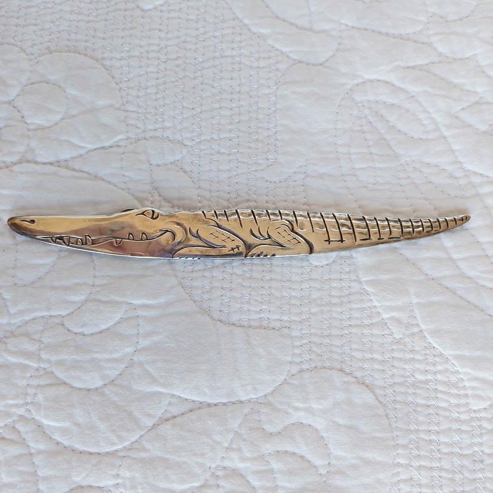 Vintage ALLIGATOR CROCODILE Reed & Barton Animal Silver Plate 7" Letter Opener